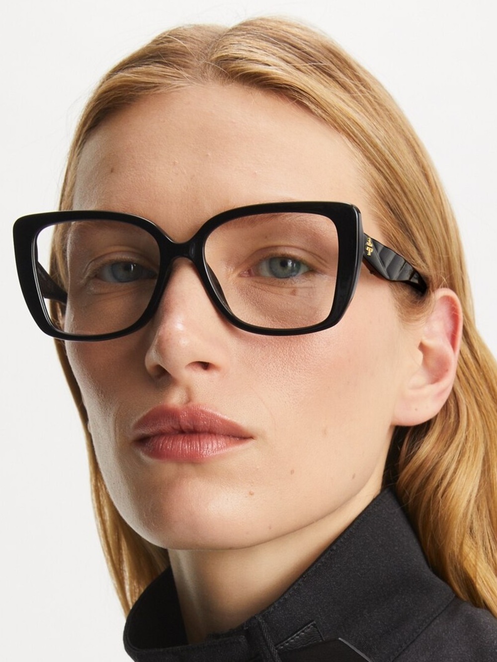 New Tory Burch TY2156U 1709 Black Oversized Cat Eye Frame Glasses Authentic